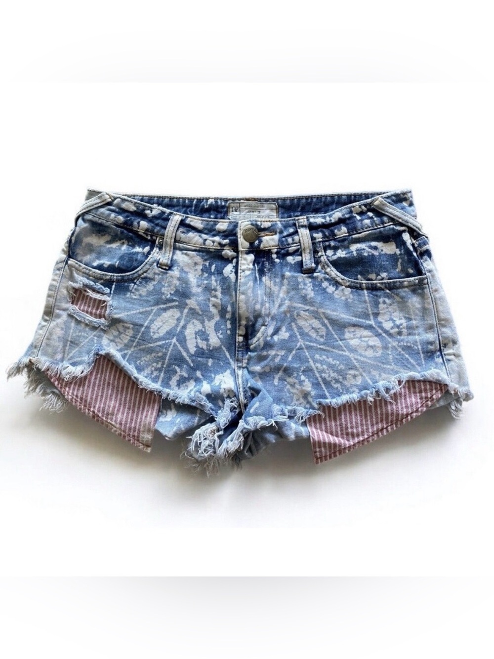 Free People 4th of July Shorts 28  Red White & Blue Cutoffs Distressed Stripes